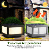 12" Black Solar Powered LED Post Cap Light, Modern Outdoor LED Fence Light for Pathways, Decks, and Patios (1-Pack) | Lumora