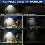Solar Flood Lights Outdoor Motion Sensor, 452 LED Solar Security Lights with 26FT PIR Sensor, 270° Wide Angle, 30% Solar Conversion, IP65 Waterproof, 3 Modes for Yard Garage Fence Patio, 2 Pack