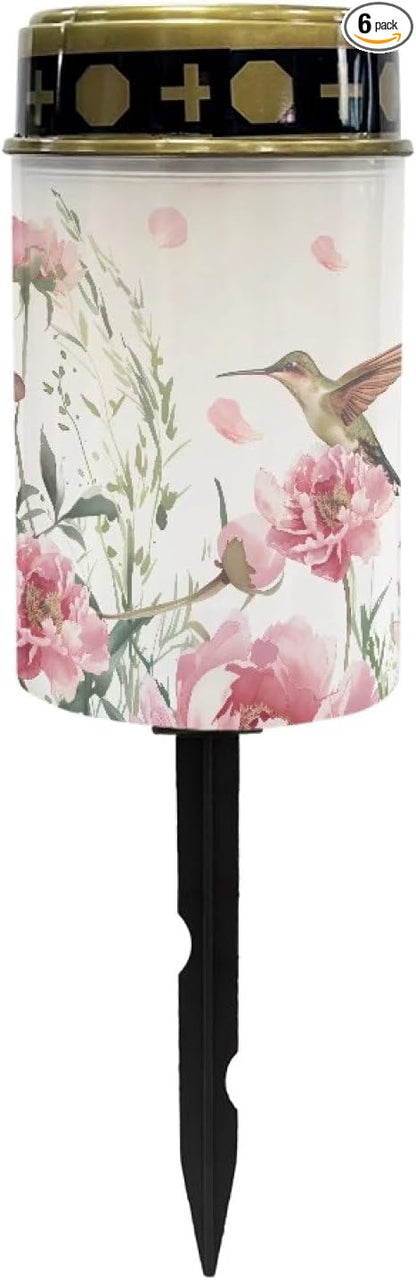 Hummingbird Cemetery Lights for Grave Solar Waterproof Led Solar Lights for Outside Solar Cross Cemetery Grave Cemetery Candle Holder for Grave Cemetery Light Blessed Candles