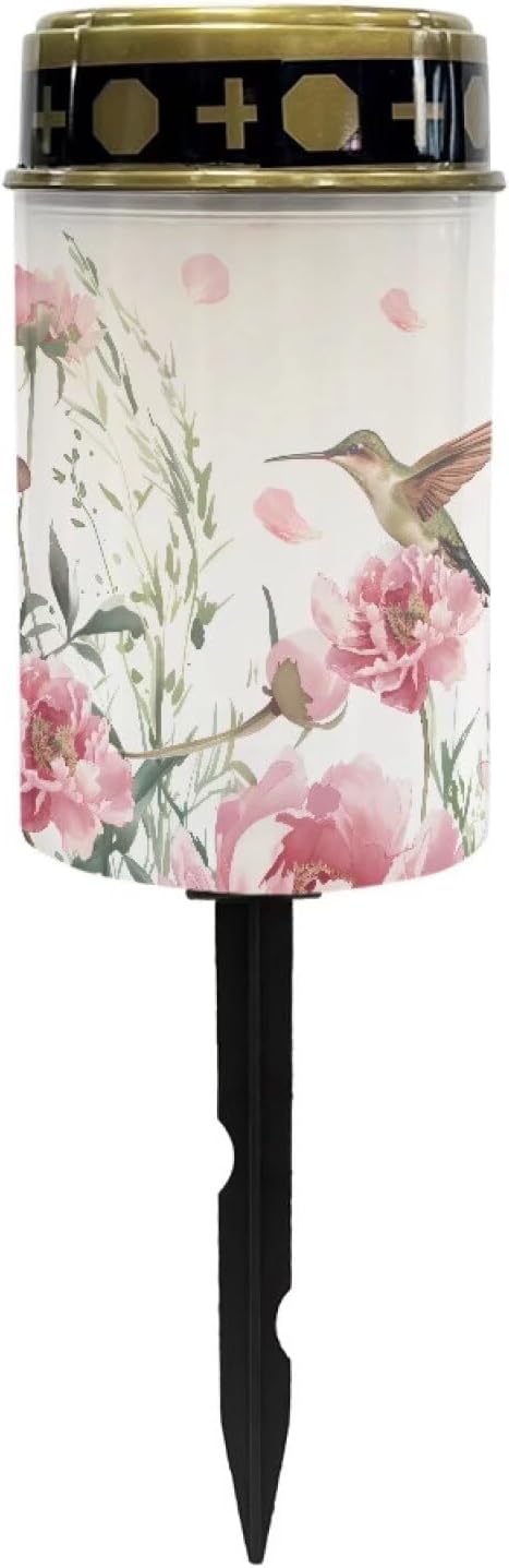 Hummingbird Cemetery Lights for Grave Solar Waterproof Led Solar Lights for Outside Solar Cross Cemetery Grave Cemetery Candle Holder for Grave Cemetery Light Blessed Candles