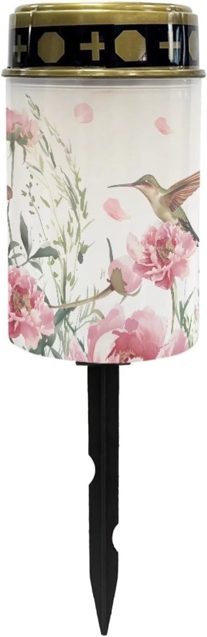 Hummingbird Cemetery Lights for Grave Solar Waterproof Led Solar Lights for Outside Solar Cross Cemetery Grave Cemetery Candle Holder for Grave Cemetery Light Blessed Candles