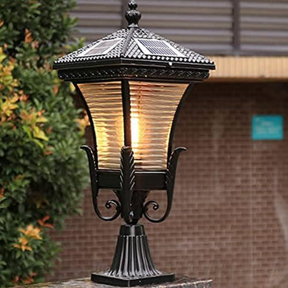 Post LightsLED American Solar Fence Light Square Solar Stigma Lamp Outdoor Waterproof Garden Path Lawn Step Landscape Lights No Wiring Is Required IP23 Classic Aluminium Glass Lighting Super Bright Wa