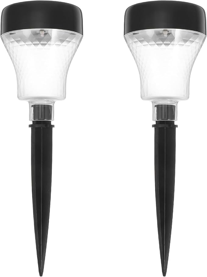 Solar Pathway Lights Outdoor 2Pcs LED Solar Garden Lights Waterproof Warm White for Yard Patio Decoration