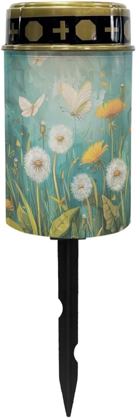 White Dandelion Cemetery Solar Lights Cemetery Solar Light for Grandma Cemetery Decorations for Grave Outdoor Lights Waterproof Solar Lights Outdoor Garden
