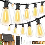 Hotsonic Solar Outdoor String Lights Waterproof, 50FT Remote Control LED Outside Lights with Shatterproof Bulbs, Dimmable Hanging Lights for Patio Porch Garden pergola Yard House Bistro Party decors