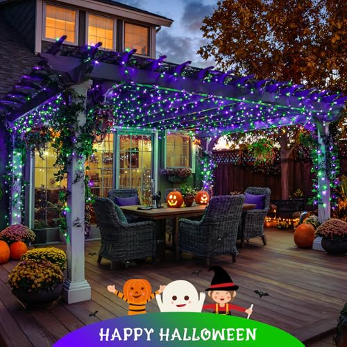 JMEXSUSS 400 LED Purple and Green Halloween Lights