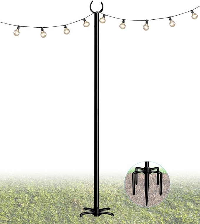 10FT String Light Pole Stand | Outdoor String Lights Hanging, Use for Backyard, Garden, Patio, Party, Festival | Lumora