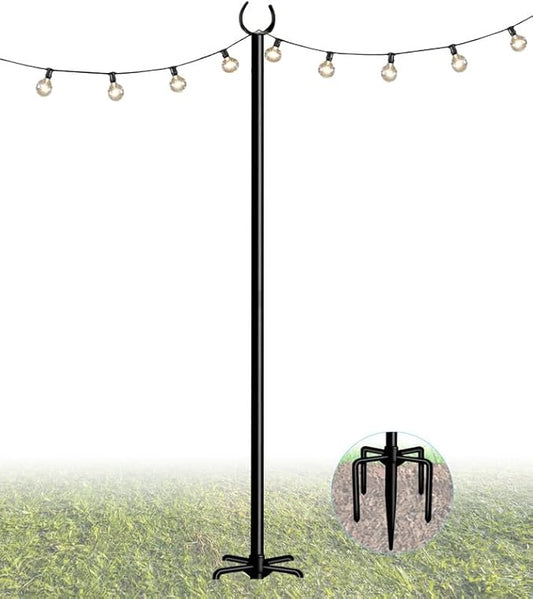 10FT String Light Pole Stand | Outdoor String Lights Hanging, Use for Backyard, Garden, Patio, Party, Festival, Wedding, Picnic, Matte, 1 Pole