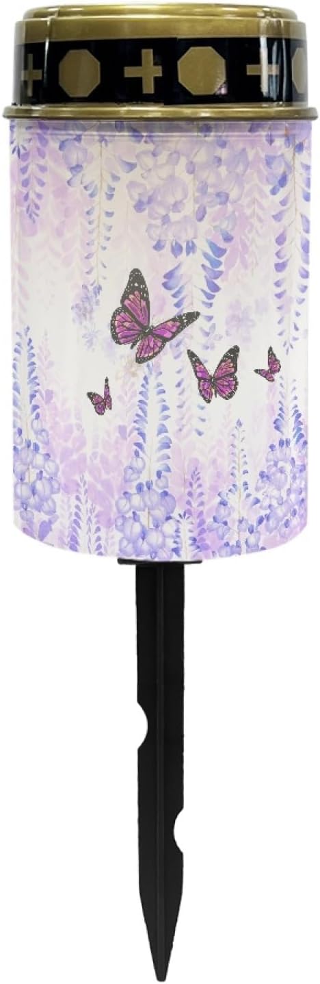 Butterfly Floral Solar Pathway Lights Outdoor LED Lantern Flameless Solar-Powered Fairy Lights for Outside,Waterproof Garden Lights for Yard Patio Driveway Path