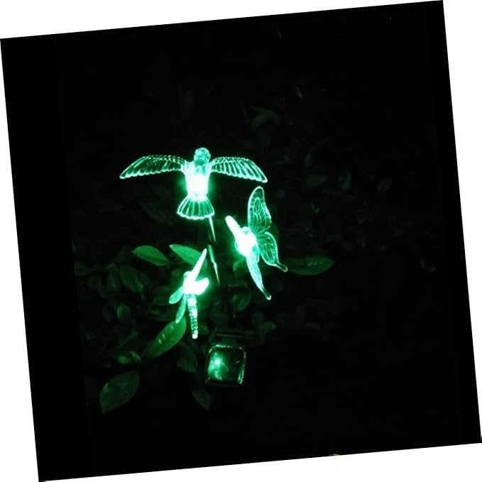 Balacoo Solar Garden Stake Lights Color Changing Hummingbird Dragonfly Decor for Outdoor Lawn Pathway Easy Install Solar Landscape Lighting