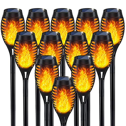 IkeeRuic Solar Torch Light with Flickering Flame for Halloween Decorations