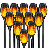 IkeeRuic Solar Torch Light with Flickering Flame for Halloween Decorations