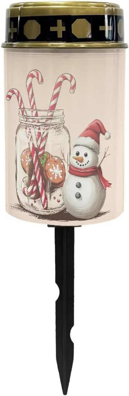 Candy Snowman Xmas Solar Lights Outdoor Waterproof for Grave Decorations for Cemetery Suitable for Garden Paths Yard