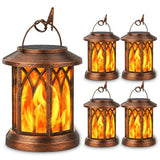 KOOPER 4 Pack Solar Lantern Outdoor Lights, Upgraded Flickering Flame Solar Lanterns Lights Outdoor Waterproof, Hanging Lantern Decorative, Solar Powered Lanterns for Yard Patio Garden Decor (Copper)