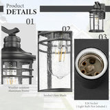 Darkaway Outdoor Porch Lights Wall Mount, Outdoor Light Fixtures Sconces Wall Lighting with Seeded Glass Waterproof Exterior Lights for Patio Yard House Hallway Doorway Garage(2 Pack, Black)