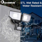 40W LED Security Lights Motion Sensor Light Outdoor, 180 Degree, 4000 LM Motion Security Light, 5000 K, ETL Water Resistant, Clear 2 Head Motion Detector Flood Light for Garage, Yard (Black)