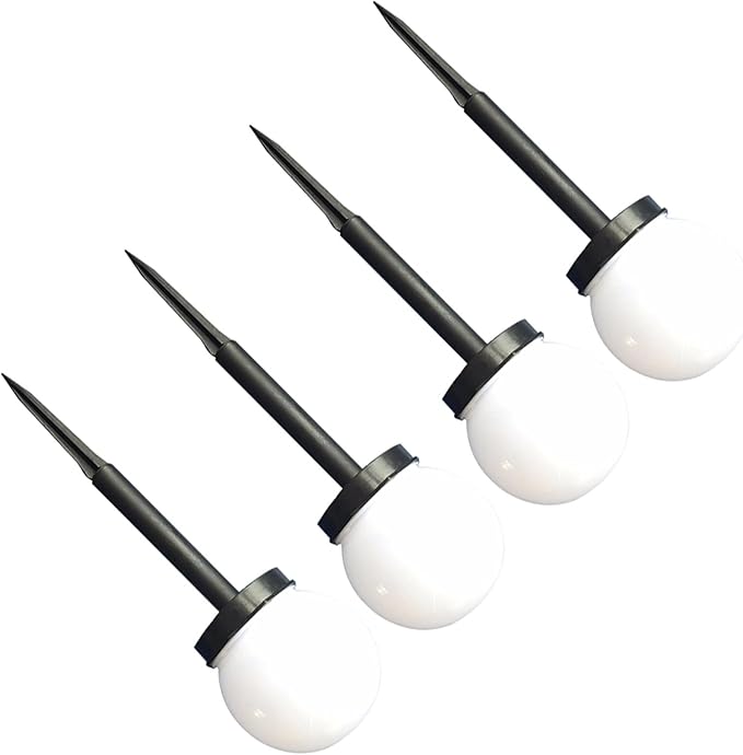 SAFIGLE 4pcs Outdoor Garden Lights – White Globe LED Path Lights – Weatherproof Solar Powered Lawn Lighting for Yard and Patio