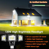 120W LED Flood Lights Outdoor with Motion Sensor, 12000LM 4500K Daylight, IP66 Waterproof Dusk to Dawn Outdoor Security Lights for Garage, Yard, Outside