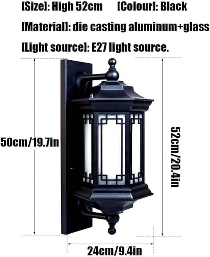 Chinese Style Farmhouse Villa Exterior Wall Lamp,Outdoor Waterproof Light with Frosted S Shade Alumiexpression | Lumora