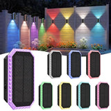 TECKNET Solar Fence Lights Outdoor, Up & Down Lighting, RGB, IP67, 8 Pack