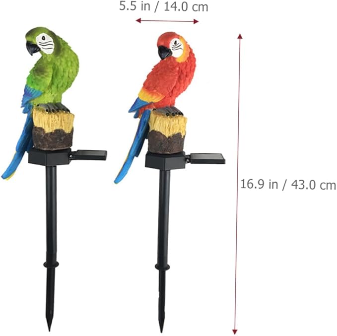 2Pcs Parrot Garden Solar Light Lawn Stake Lamp Led Outdoor Decorative Light for Garden and Landscape Solar Powered Parrot Stake Lamp for Outdoor Decor