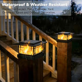 4x4 Solar Post Cap Lights Outdoor with Flickering Flame, 4 Pack