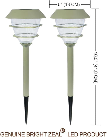 Bright Zeal 2-Pack 16.5" LED Solar Stake Lights Outdoor Waterproof - Warm White Pathway Garden Lights Outdoor Yard Decorations- Landscape Lamps for Sidewalk Driveway Decor