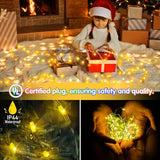 KNONEW 203FT 600LED Green Wire Outdoor Fairy Lights Plug in Warm White Xmas