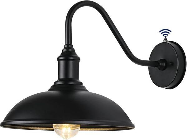 12.6 Inch Large Outdoor Gooseneck Barn Light, Dusk to Dawn Wall Mounted Outdoor Fixture for Porch, Farmhouse | Lumora