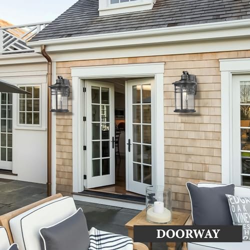 Darkaway 2 Pack Large Outdoor Porch Lights Wall Mount, 15inch Outdoor Light Fixtures Sconces Wall Lighting with Seeded Glass Exterior Lights for Patio Yard House Hallway Doorway Garage