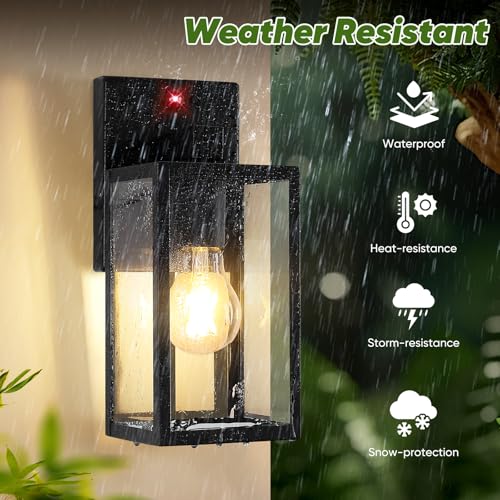 BesLowe 2-Pack 10.6” Upgraded Motion Sensor Outdoor Wall Lights, Black