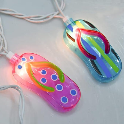 GOOTHY 8.5Ft Tropical Beach Themed Decorations Slipper String Lights with 10 Colorful Flip Flop, Outdoor Beach Flip Flop String Lights for Summer Camp Tent Wedding Holiday Party Garden Bedroom Decor