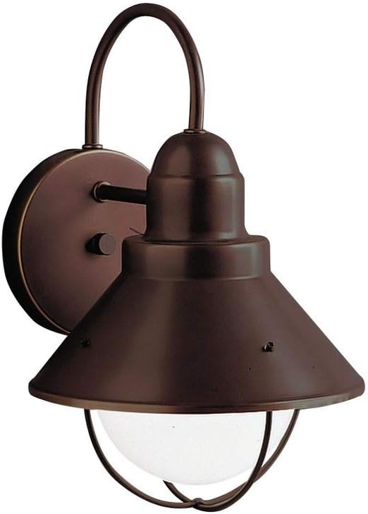 Kichler Seaside 12" 1 Light Outdoor Wall Light with Glass Globe Olde Bronze® | Lumora
