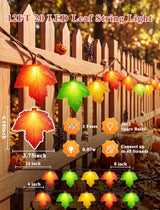 Fall Decor String Lights, 12FT 20 LED Thanksgiving Leaf Lights Plug in