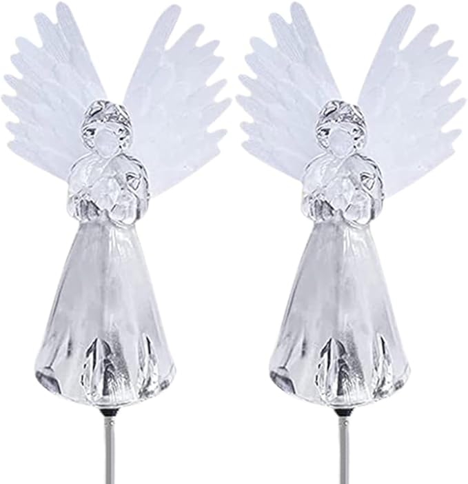 Garden Solar Lights Outdoor Waterproof Solar Angel Stake Lights with Color Changing LED for Pathway 2Pcs Garden Solar Lights, Solar Stake Lights, Pathway Lights, Yard Lights, Garden Ornaments.