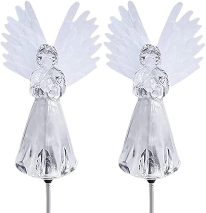 Garden Solar Lights Outdoor Waterproof Solar Angel Stake Lights with Color Changing LED for Pathway 2Pcs Garden Solar Lights, Solar Stake Lights, Pathway Lights, Yard Lights, Garden Ornaments.