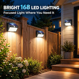 Solar Motion Sensor Outdoor Light 6 Pack, 168 LED, Black-Warm White