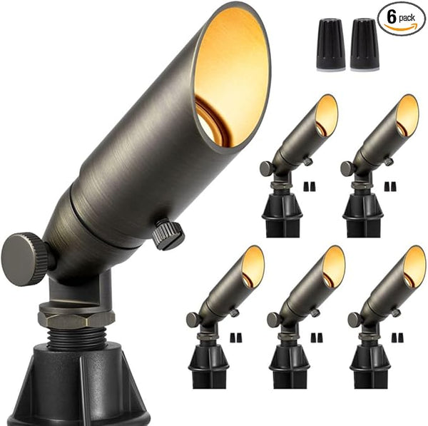 Gardenreet 12V Brass Spot Lights - Low Voltage Landscape Spotlight Outdoor, MR8 Wired LED Uplights Waterproof | Lumora