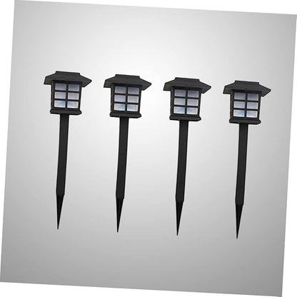 4pcs Solar Pathway Lights Solar Spike Lights for Garden Lawn Walkway Warm Led Outdoor Landscape Lighting Black