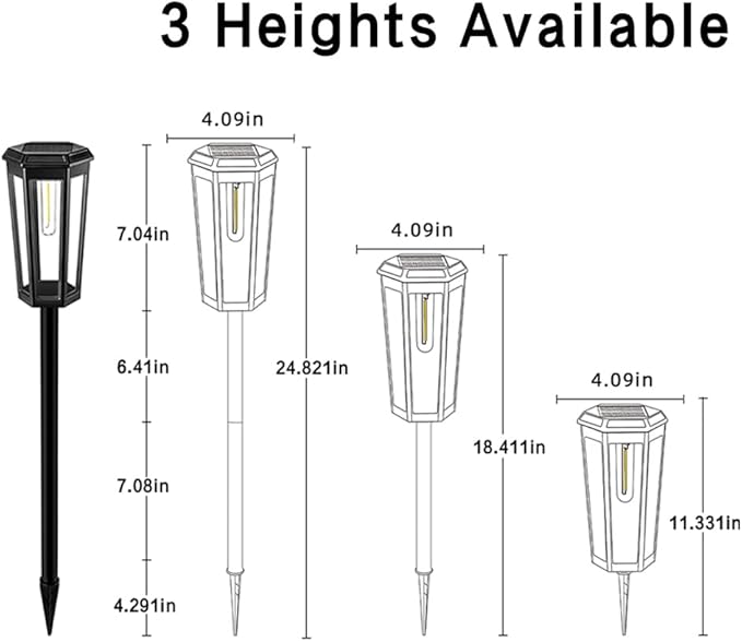 2 Pack Solar Pathway Lights, Outdoor Waterproof (IP65) with 2-in-1 Lighting Modes, Warm White LED for Yard, Lawn, Garden, Patio & Landscape