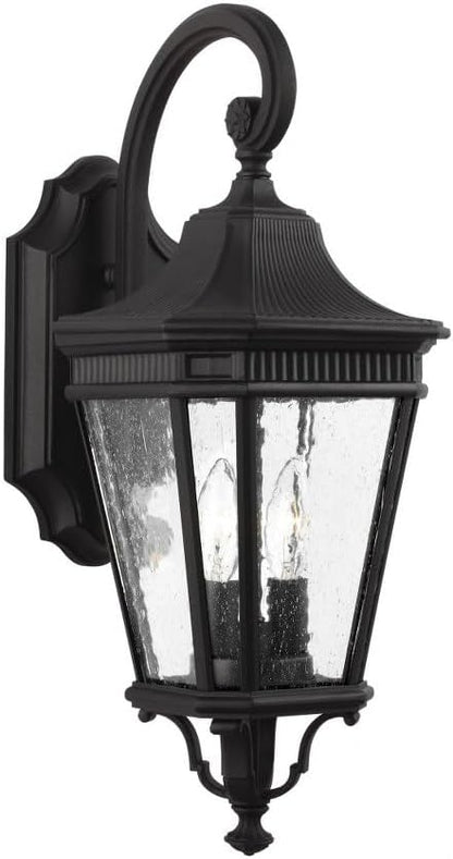 Feiss OL5421BK Cotswold Lane Outdoor Patio Lighting Wall Lantern, Black, 2-Light (9"W x 21"H) 120watts