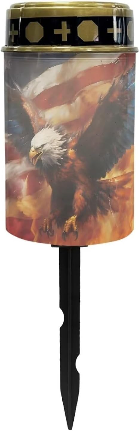American Flag Eagle Solar Light Outdoor Solar Garden Lights Cemetery Solar Light for Grave Memorial Solar Light Cemetery Decoration for Grave Easy to Install