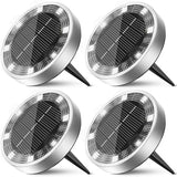 4 Pack Solar Lights Outdoor Waterproof, 8 LED Solar Ground Lights