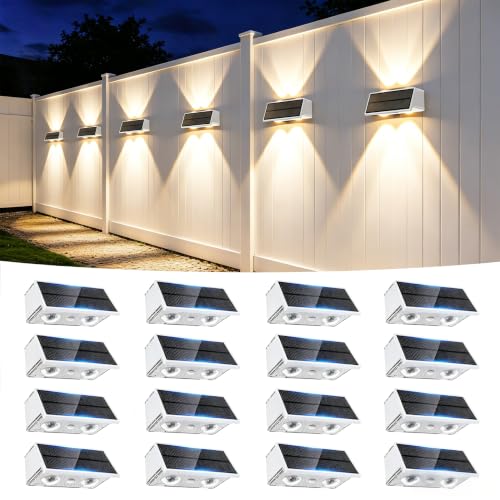 Solar Fence Lights Outdoor, 16 Pack Fence Solar Lights Waterproof
