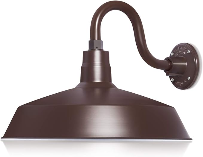 17in. Architectural Bronze Outdoor Gooseneck Barn Light Fixture With 10in. Long Extension Arm - Wall Sconce | Lumora