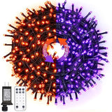 JMEXSUSS 66ft 200 LED Orange and Purple Halloween Lights Plug in