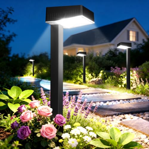 ELECLINK Solar Pathway Lights Outdoor, 4 Pack Garden Lights Solar Powered Path Lights with Focused Beam Lens, 2 Light Modes Waterproof Outdoor Solar Light for Yard Driveway Walkway Landscape