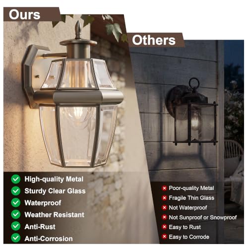 Outdoor Wall Lantern, 12 Inch Waterproof Exterior Light Fixture.