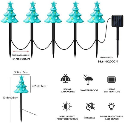 FANFX Christmas Solar Powered Pathway Lights, Automatic Waterproof Landscape Light, Stake Christmas Decoration, LED Lights for Outdoor Pathway Garden Yard and Patio(5pcs Tree Lights)