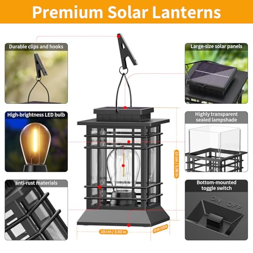 Solar Lanterns Outdoor Waterproof, Hanging Solar Lights for Outside 6 Pack